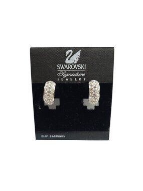 Swarovski Signature Clip Earrings With Crystal Accents Silver-Tone Elegant